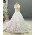 Princess Strapless Wedding Dresses with Crystal Rhinestone Flower